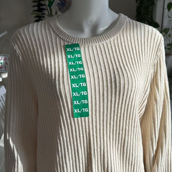 Frank and oat cream coloured XL crewneck ribbed knit sweater - Picture 4 of 13